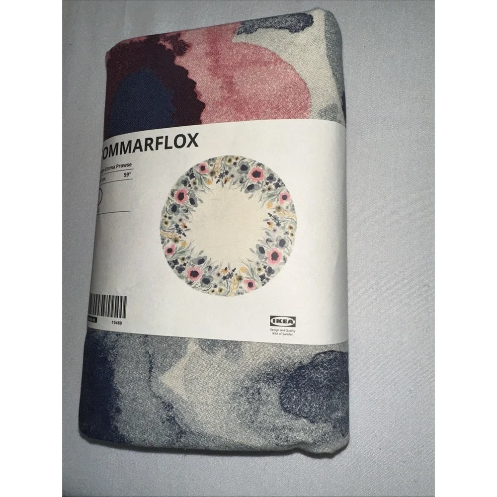 Ikea Sommarflox Tablecloth Round Off White/beige‎ Floral, 59
